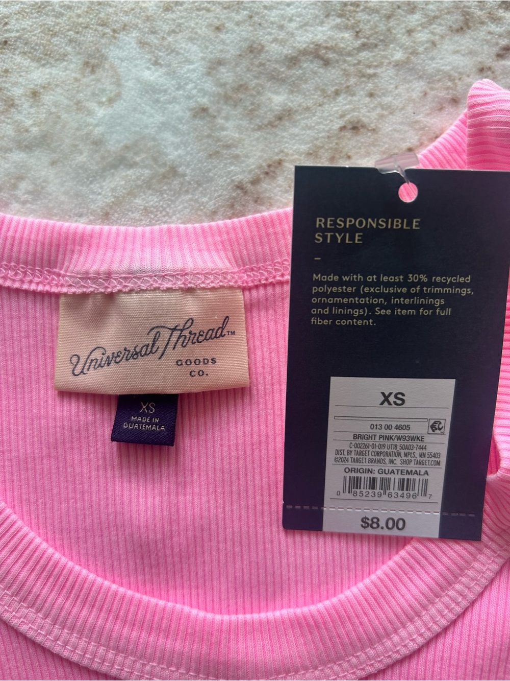 Universal Thread Bright Pink Ribbed Tank Top - Picture 4 of 4